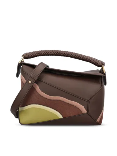 Loewe Puzzle Edge Small Leather Sholder Bag In Brown