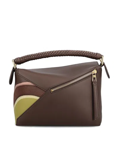Loewe Puzzle Edge Small Leather Sholder Bag In Brown
