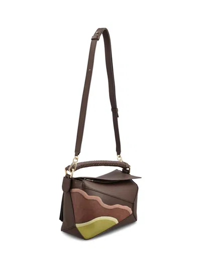 Loewe Puzzle Edge Small Leather Sholder Bag In Brown
