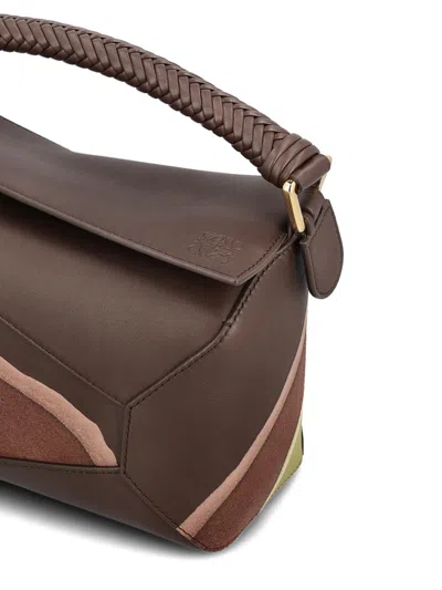 Loewe Puzzle Edge Small Leather Sholder Bag In Brown