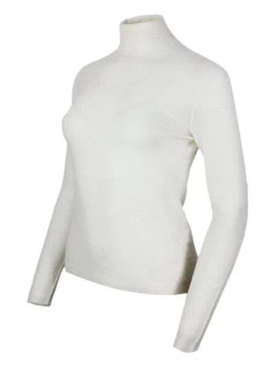 Fabiana Filippi Sequinned-turtleneck Sweater In White