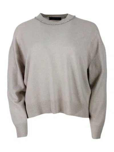 Fabiana Filippi Wool Blend Crewneck In Gray