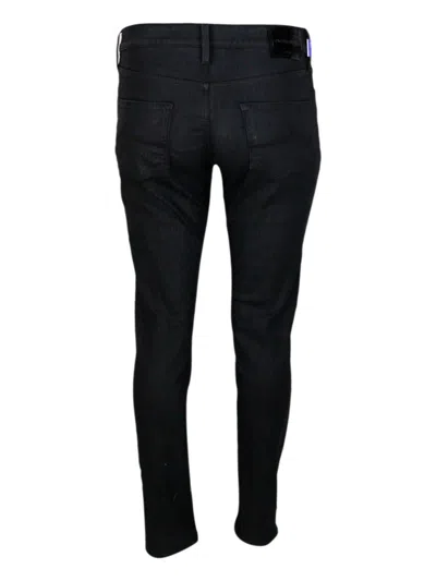 Jacob Cohen Leather Hand Coated 5 Pocket Trousers Kimberly Skynny Regular Waist Regular Waist In Soft Stretch Fa In Black