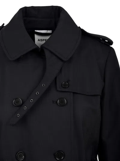 Aspesi Coats Blue In Black