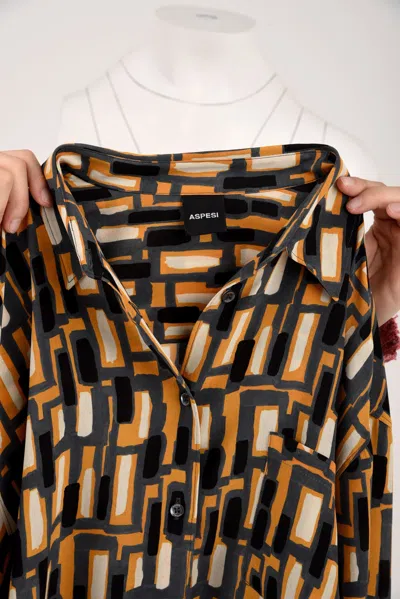 Aspesi Shirts Yellow In Brown
