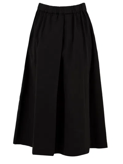 Aspesi Pleated A-line Mid-length Skirt In Black