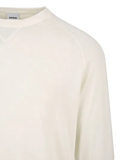 Aspesi Lightweight Crew Neck Sweater In White