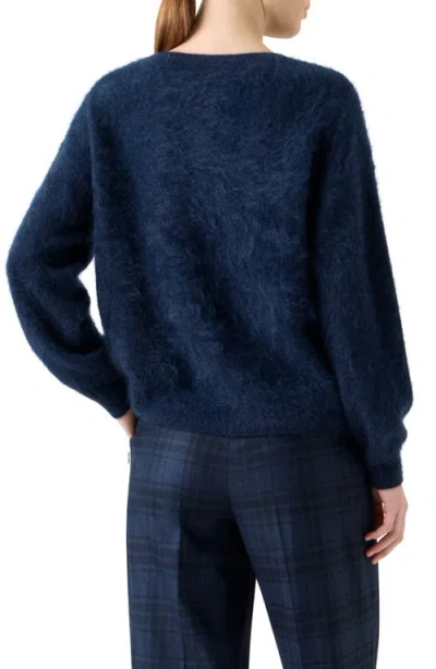 Akris Brushed Cashmere Crewneck Sweater In Blue