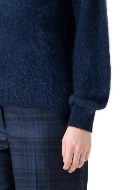 Akris Brushed Cashmere Crewneck Sweater In Blue