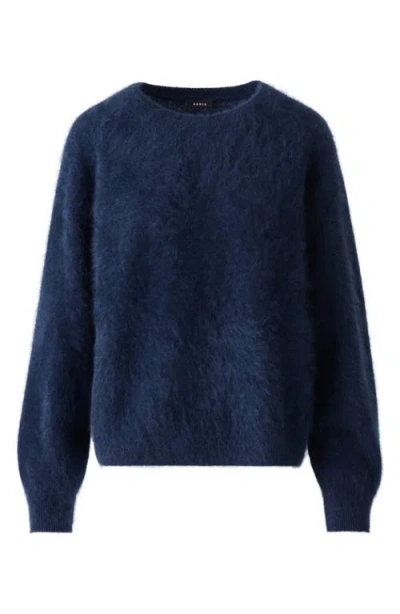 Akris Brushed Cashmere Crewneck Sweater In Blue