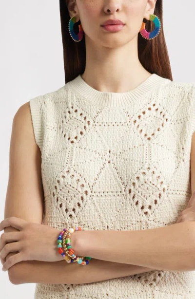 Nordstrom Set Of 3 Mixed Bead Stretch Bracelets In Neutral