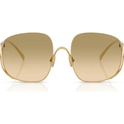 Miu Miu Mu A57s 57mm Gradient Square Sunglasses In Gold