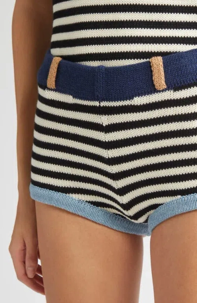 Yanyan Bao Colorblock Stripe Cotton Booty Shorts In Multi