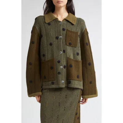 Yanyan Daisy Colorblock Lambswool Work Jacket In Brown