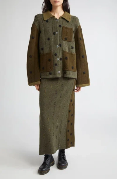 Yanyan Daisy Colorblock Lambswool Work Jacket In Brown