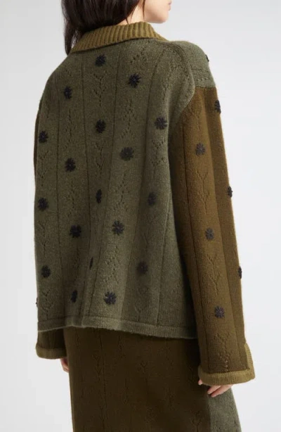 Yanyan Daisy Colorblock Lambswool Work Jacket In Brown