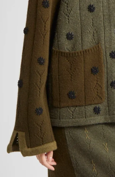 Yanyan Daisy Colorblock Lambswool Work Jacket In Brown