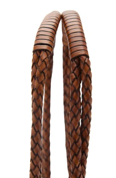 Mango Medium Braided Leather Bag In Brown