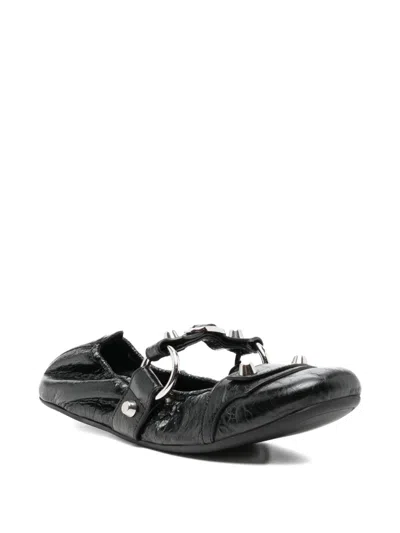 Balenciaga City Nappa Leather Ballet Flats In Black