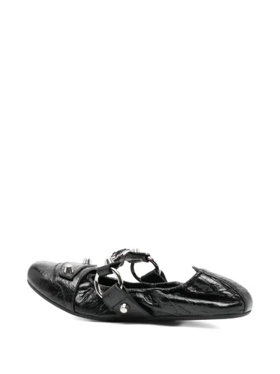 Balenciaga City Nappa Leather Ballet Flats In Black