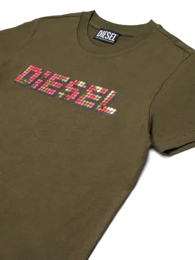 Diesel Pixel-embellished T-shirt In Green