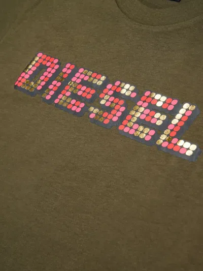 Diesel Pixel-embellished T-shirt In Green