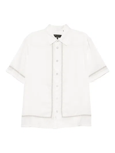 Rag & Bone Dalton Embroidered Short Sleeve Button-up Shirt In White