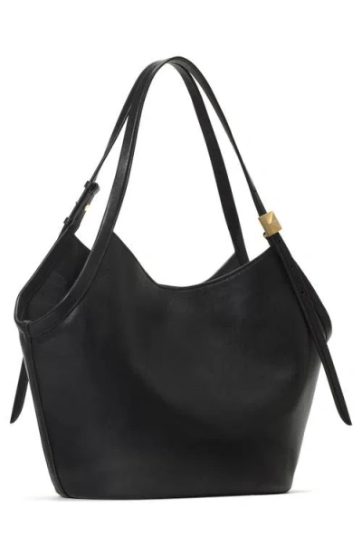 Kate Spade New York Small Deco Fine Grain Leather Tulip Top Handle Bag In Black