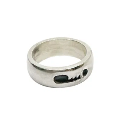 Tg-jewellery By Tamara Gervasio Silver / Black Key To Silence Band Men's Ring In Sterling Silver In Multi