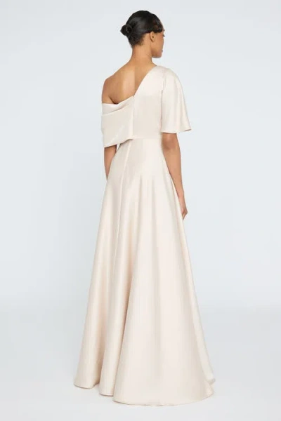 Theia Alessandra Asymmetrical Gown In Neutral
