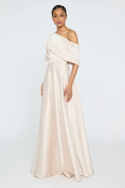 Theia Alessandra Asymmetrical Gown In Neutral