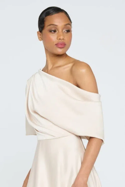 Theia Alessandra Asymmetrical Gown In Neutral