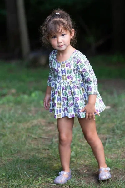 Worthy Threads Printed Long Sleeve Bubble Romper In Blue