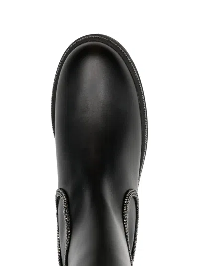 René Caovilla Ankle Boot With Block Heel And Trim In Black