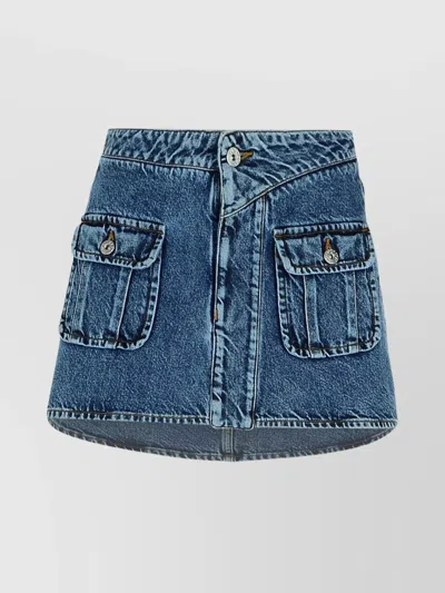 Jw Anderson Denim Miniskirt With Pockets And Loops In Blue