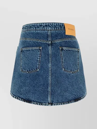 Jw Anderson Denim Miniskirt With Pockets And Loops In Blue
