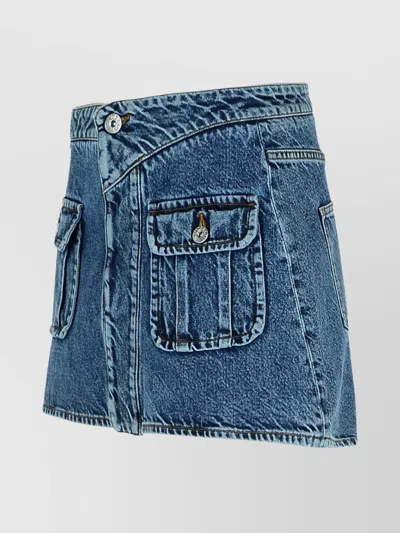 Jw Anderson Denim Miniskirt With Pockets And Loops In Blue