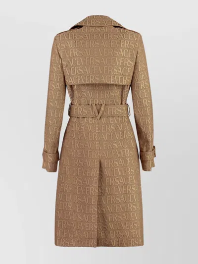 Versace Trench Coat In Brown