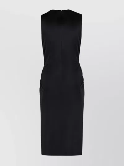 Versace Draped Front Sleeveless V-neck Dress In Black