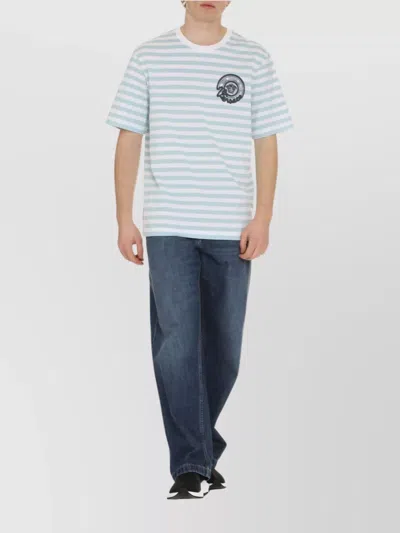 Versace Multicolored Nautical Stripe T-shirt In Blue