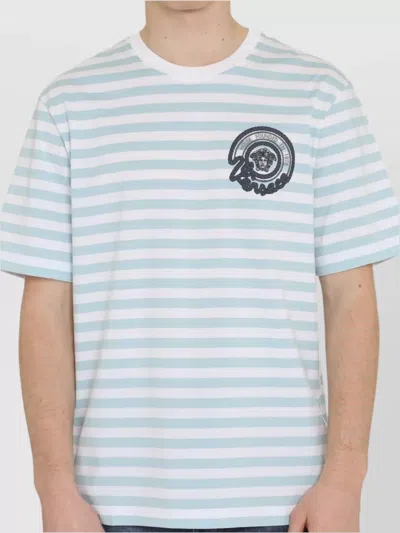 Versace Multicolored Nautical Stripe T-shirt In Blue
