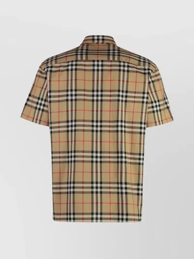 Burberry Cotton Shirt With Checked Pattern And Pockets In Multi