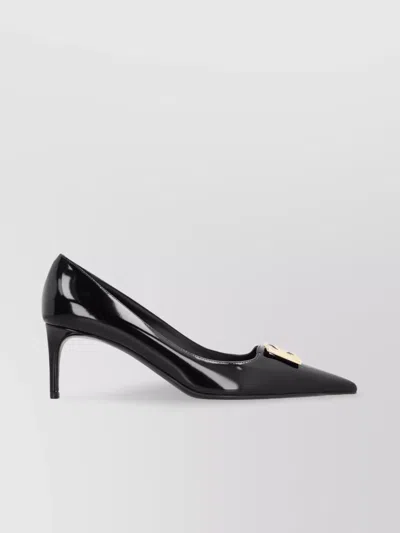 Dolce & Gabbana Pointed Toe Leather Pumps With Stiletto Heel In Black