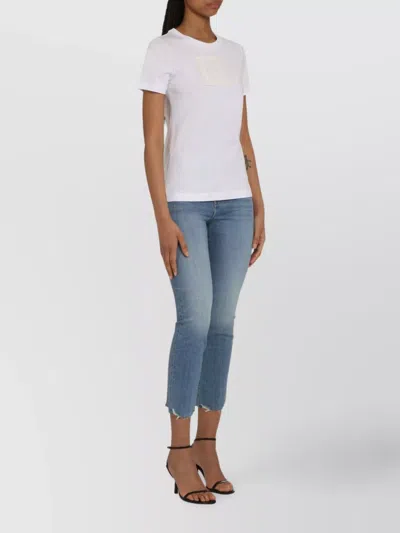 Dolce & Gabbana Dolce&gabbana White Crew Neck T Shirt With Logo Embroidery In Cotton In White