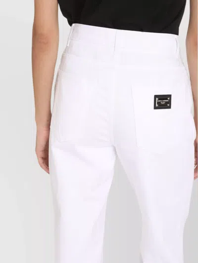 Dolce & Gabbana White Distressed Cotton Boyfriend Denim Jeans In White