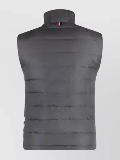 Thom Browne Zippered Vest With High Neck And Knit Inserts In Gray