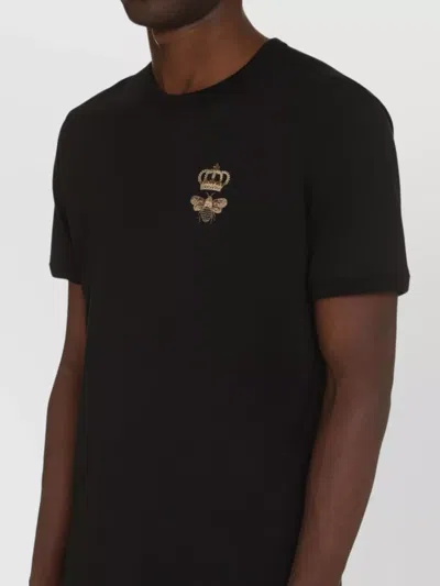 Dolce & Gabbana Crew-neck T-shirt Embroidered Detail In Black