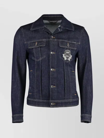 Dolce & Gabbana Classic Denim Jacket With Structured Silhouette In Blue