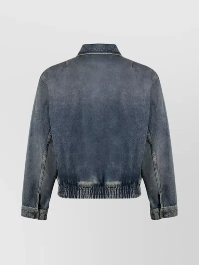 Dolce & Gabbana Bottom Elasticated Denim Jacket In Blue
