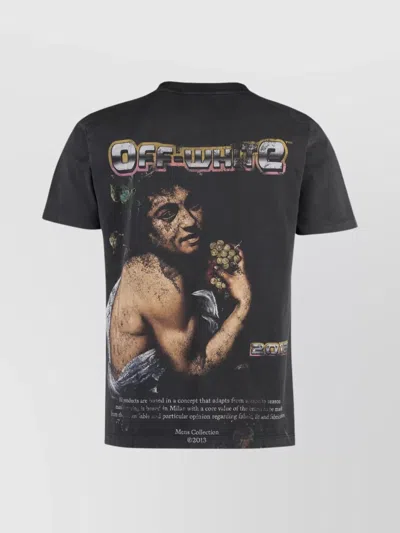 Off-white Graphic Crew Neck T-shirt With Ribbed Collar In Black